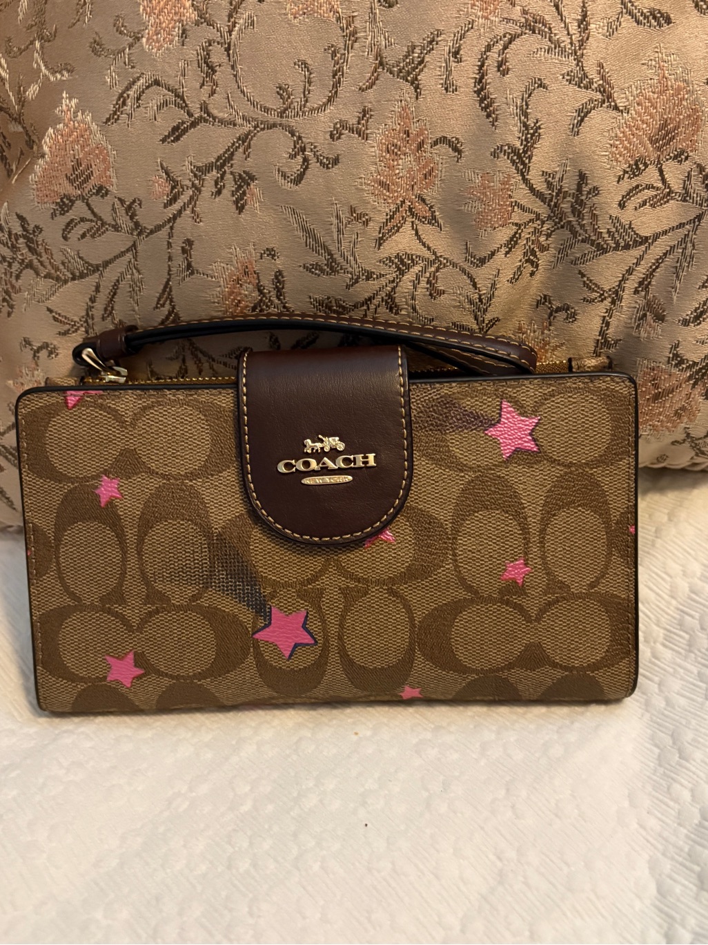 Coach Khaki Signature Disco Star Wristlet